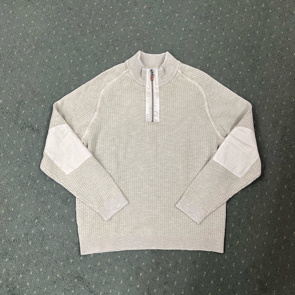 Tommy Bahama Men's Zip-Up Sweater in Cream